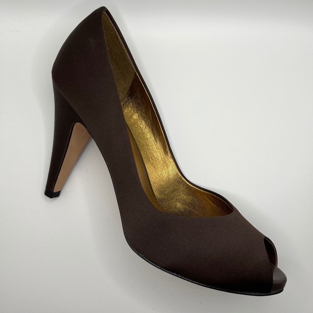 Nib Glint “Kailey” Chocolate Peep Toe Pump - image 2